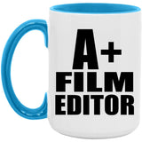 A+ Film Editor - 15oz Accent Mug Blue