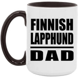 Finnish Lapphund Dad - 15oz Accent Mug Black