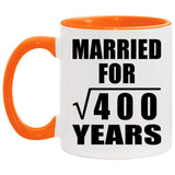 20th Anniversary Married For Square Root of 400 Years - 11oz Accent Mug Orange