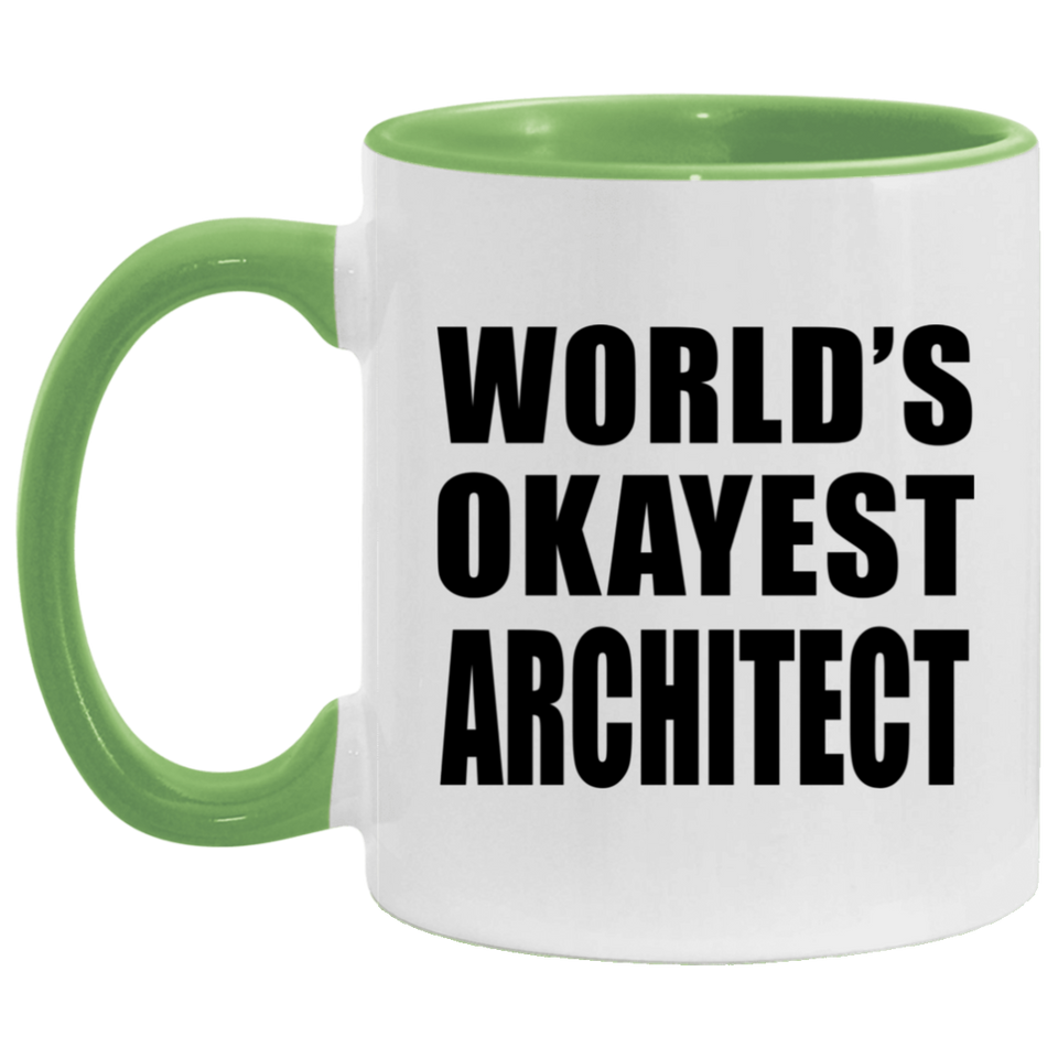 World's Okayest Architect - 11oz Accent Mug Green