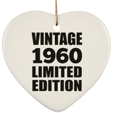 64th Birthday Vintage 1960 Limited Edition - Heart Ornament
