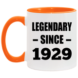 95th Birthday Legendary Since 1929 - 11oz Accent Mug Orange