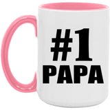 Number One #1 Papa - 15oz Accent Mug Pink