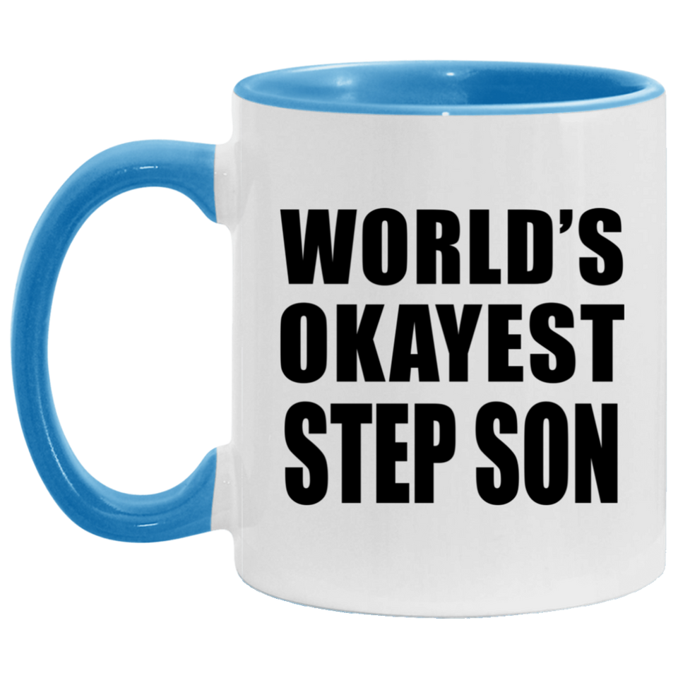 World's Okayest Step Son - 11oz Accent Mug Blue