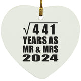 21st Anniversary Square Root of 441 Years As Mr & Mrs 2024 - Heart Ornament