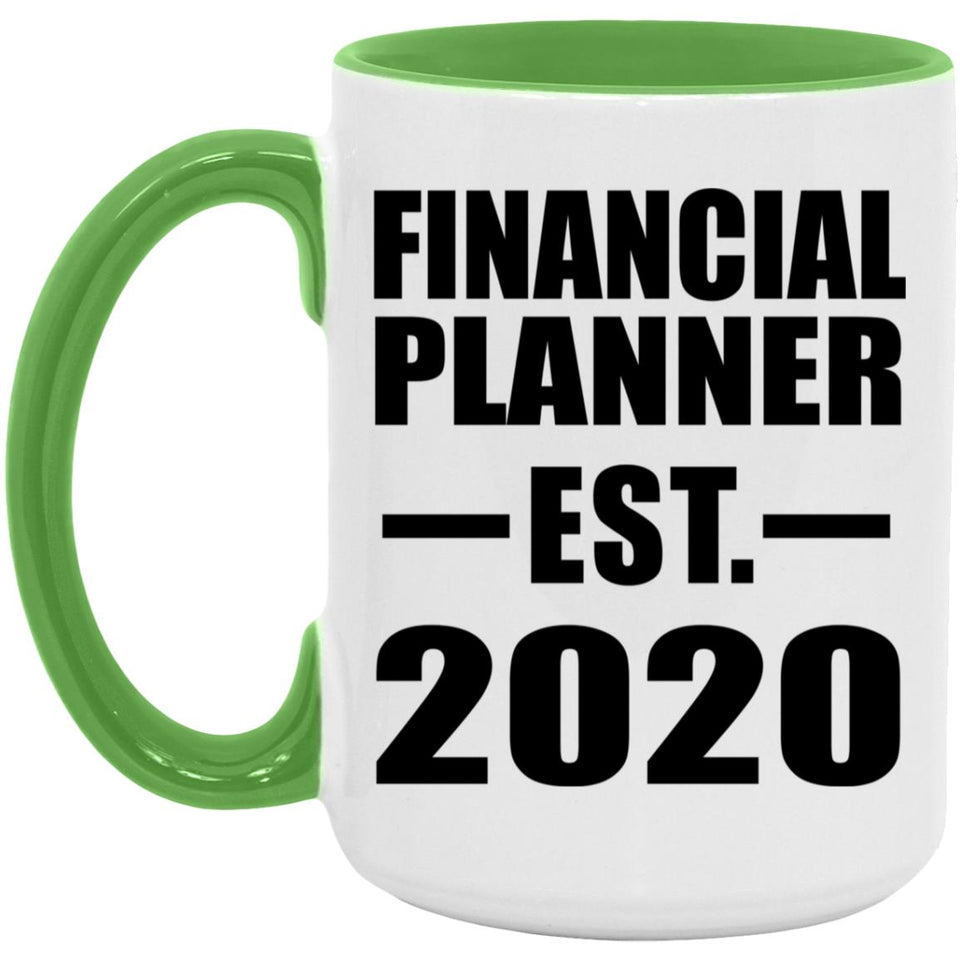 Financial Planner Established EST. 2020 - 15oz Accent Mug Green