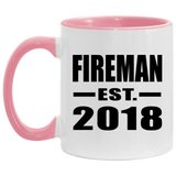 Fireman Established EST. 2018 - 11oz Accent Mug Pink