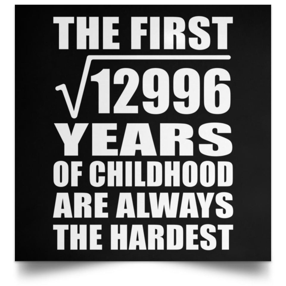 114th Birthday Square Root of 12996 Years of Childhood - Poster Square