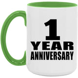 1st Anniversary 1 Year Anniversary - 15oz Accent Mug Green