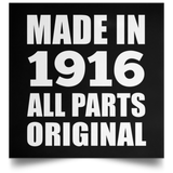 108th Birthday Made in 1916 All Parts Original - Poster Square