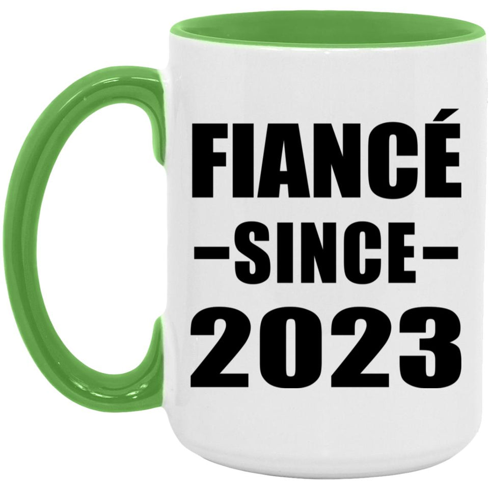 Fiance Since 2023 - 15oz Accent Mug Green