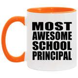 Most Awesome School Principal - 11oz Accent Mug Orange
