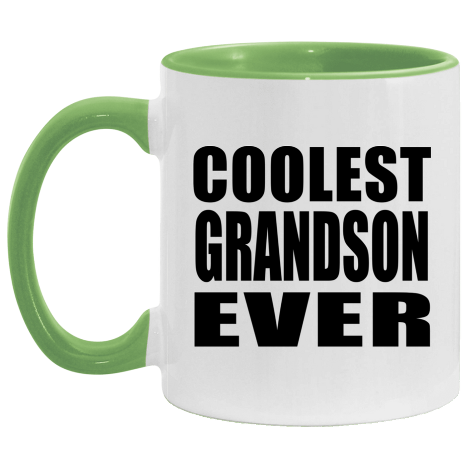 Coolest Grandson Ever - 11oz Accent Mug Green
