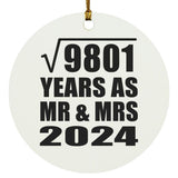 99th Anniversary Square Root of 9801 Years As Mr & Mrs 2024 - Circle Ornament