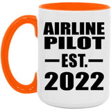 Airline Pilot Established EST. 2022 - 15oz Accent Mug Orange