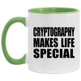 Cryptography Makes Life Special - 11oz Accent Mug Green