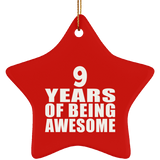 9th Birthday 9 Years Of Being Awesome - Star Ornament
