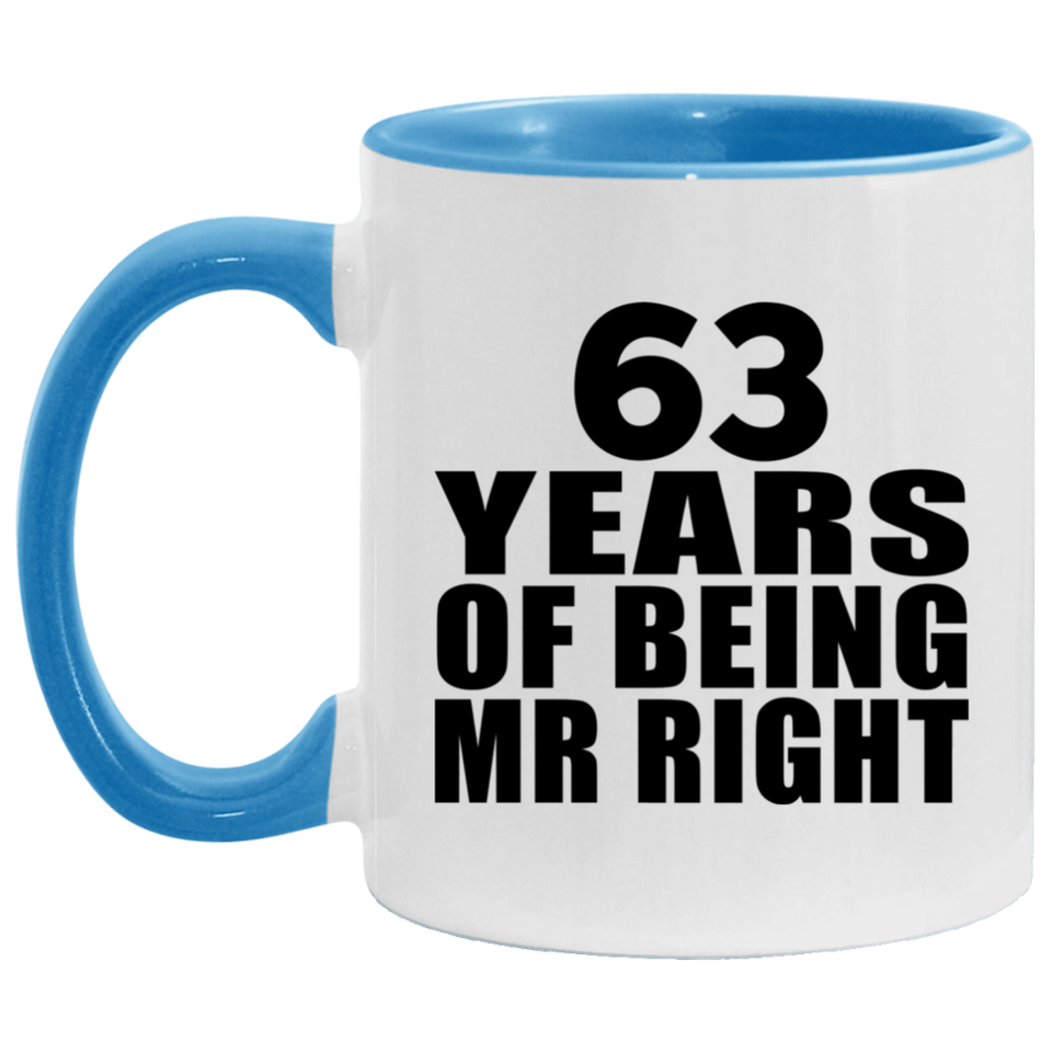 63rd Anniversary 63 Years Of Being Mr Right - 11oz Accent Mug Blue