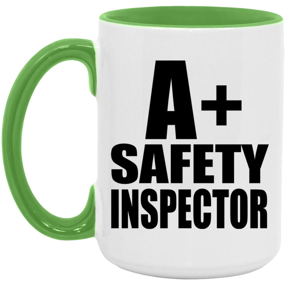 A+ Safety Inspector - 15oz Accent Mug Green