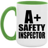 A+ Safety Inspector - 15oz Accent Mug Green