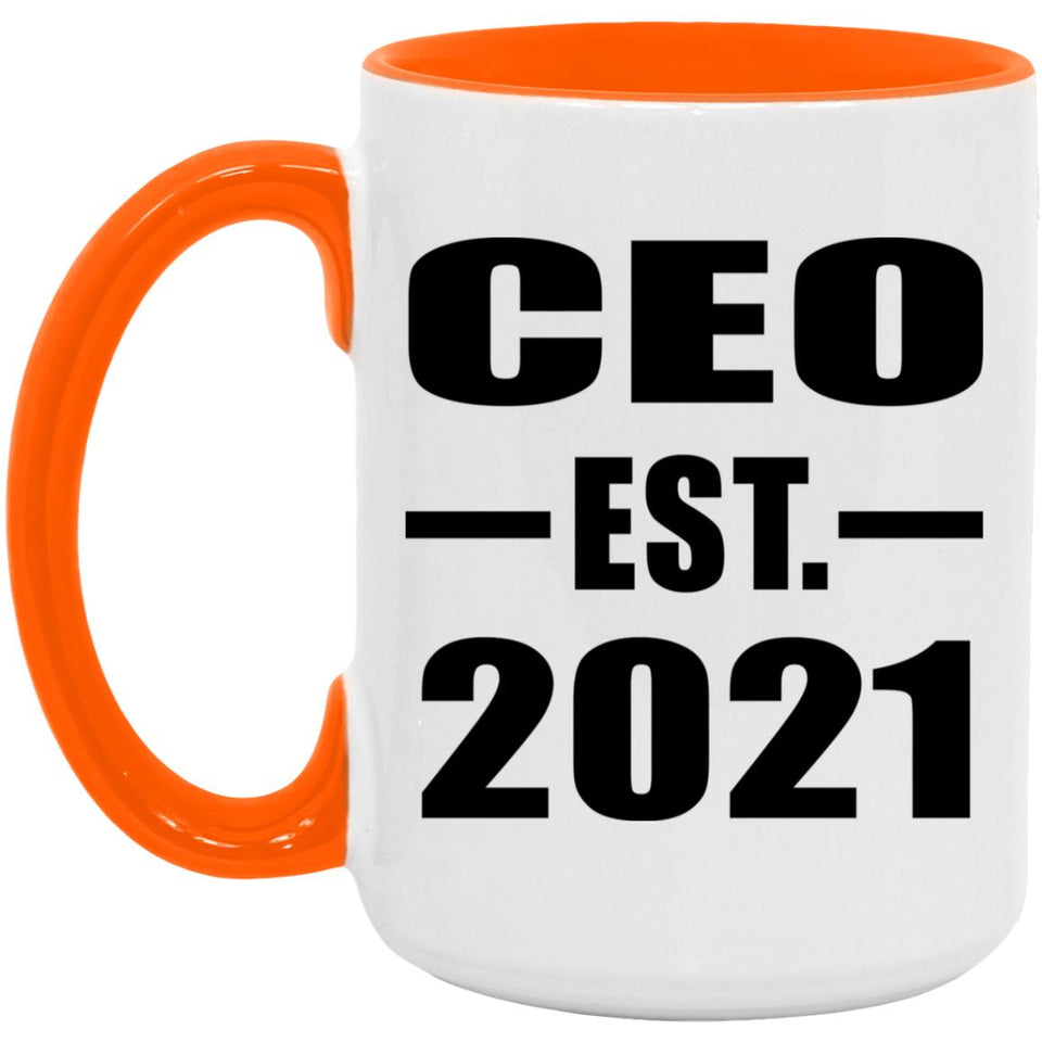 CEO Established EST. 2021 - 15oz Accent Mug Orange
