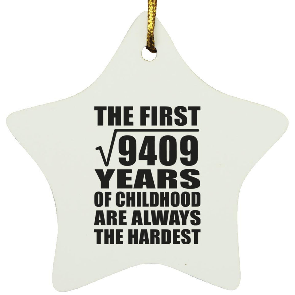 97th Birthday Square Root of 9409 Years of Childhood - Star Ornament