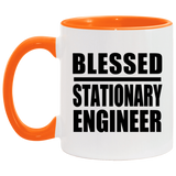 Blessed Stationary Engineer - 11oz Accent Mug Orange