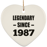 37th Birthday Legendary Since 1987 - Heart Ornament