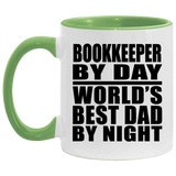 Bookkeeper By Day World's Best Dad By Night - 11oz Accent Mug Green