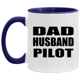 Dad Husband Pilot - 11oz Accent Mug Purple