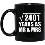 49th Anniversary Square Root of 2401 Years As Mr & Mrs - 11oz Coffee Mug Black
