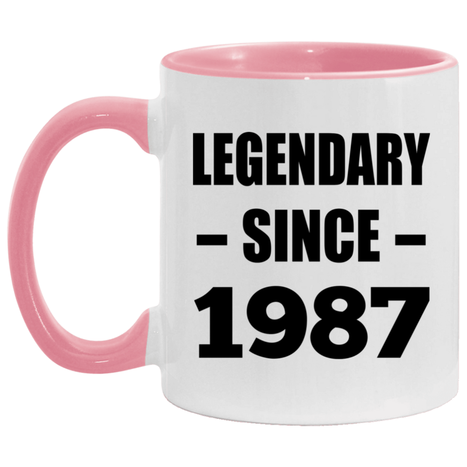 37th Birthday Legendary Since 1987 - 11oz Accent Mug Pink