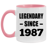 37th Birthday Legendary Since 1987 - 11oz Accent Mug Pink