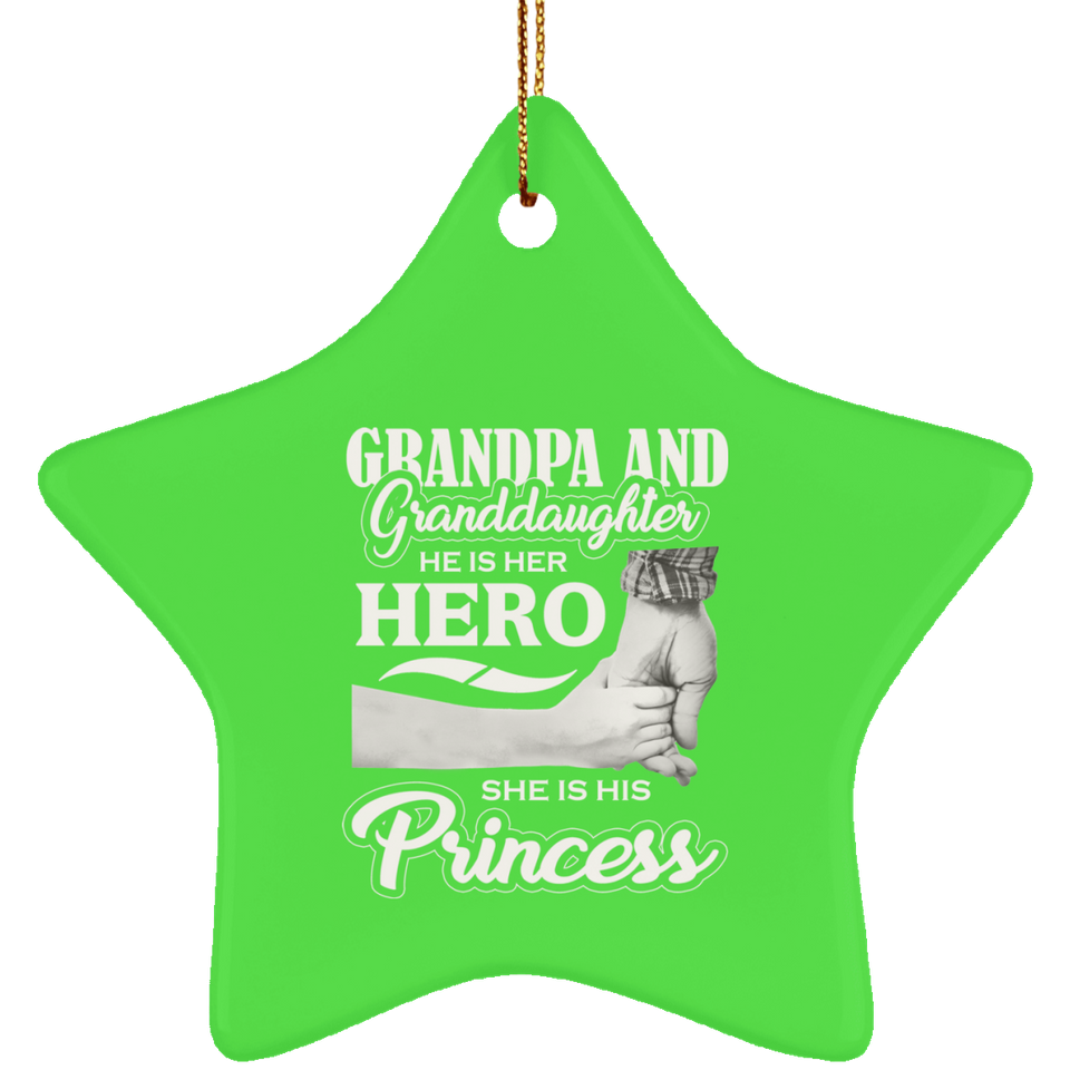 Grandpa & Granddaughter, He is Her Hero, She is His Princess - Star Ornament