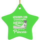 Grandpa & Granddaughter, He is Her Hero, She is His Princess - Star Ornament