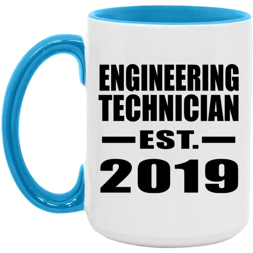 Engineering Technician Established EST. 2019 - 15oz Accent Mug Blue