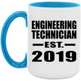 Engineering Technician Established EST. 2019 - 15oz Accent Mug Blue