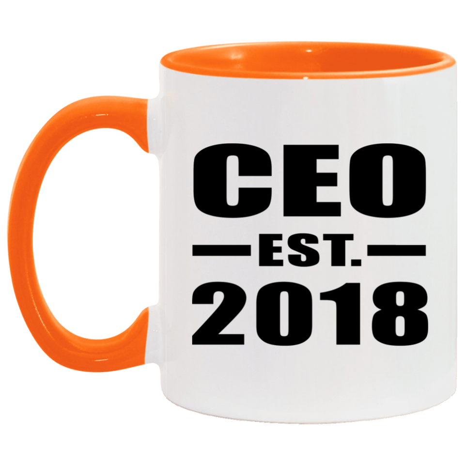 CEO Established EST. 2018 - 11oz Accent Mug Orange