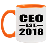 CEO Established EST. 2018 - 11oz Accent Mug Orange