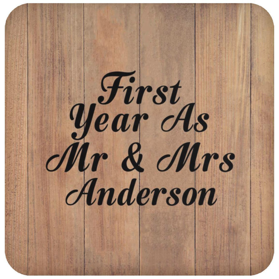 First Year As Mr & Mrs Anderson - Drink Coaster C