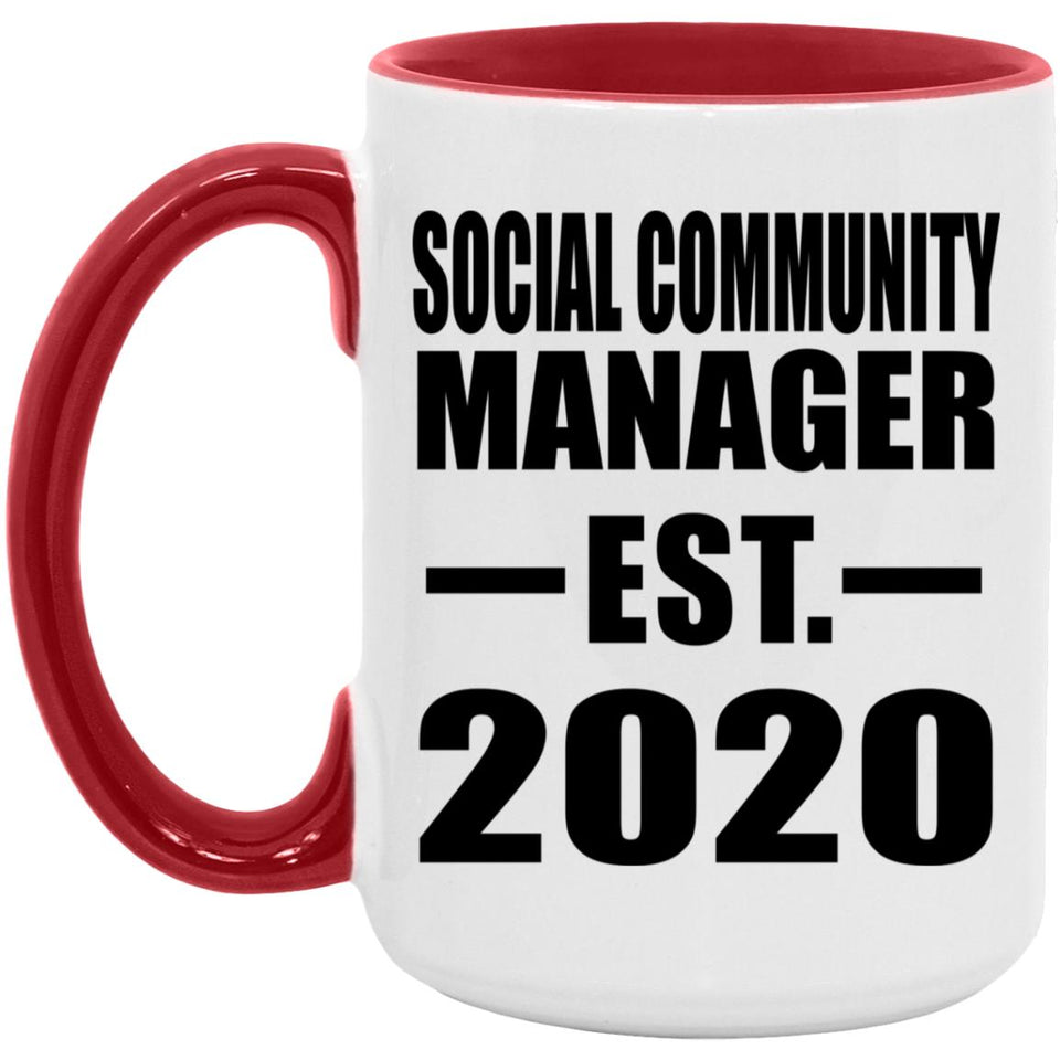 Social Community Manager Established EST. 2020 - 15oz Accent Mug Red