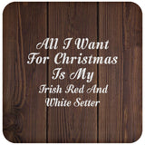 All I Want For Christmas Is My Irish Red And White Setter - Drink Coaster D