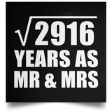 54th Anniversary Square Root of 2916 Years As Mr & Mrs - Poster Square