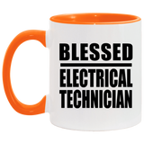 Blessed Electrical Technician - 11oz Accent Mug Orange