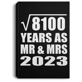 90th Anniversary Square Root of 8100 Years As Mr & Mrs 2023 - Canvas Portrait
