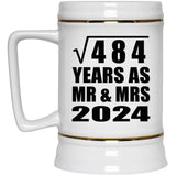 22nd Anniversary Square Root of 484 Years As Mr & Mrs 2024 - Beer Stein