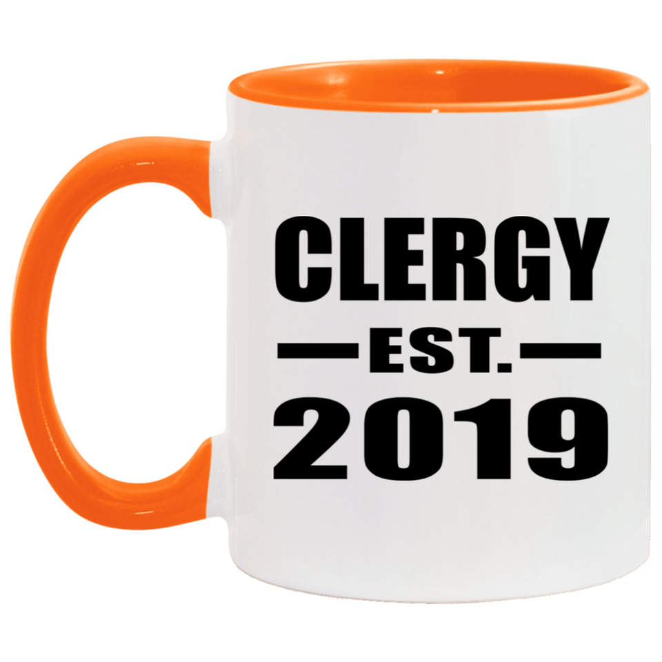 Clergy Established EST. 2019 - 11oz Accent Mug Orange