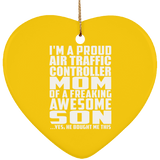 Proud Air Traffic Controller Mom Of Awesome Son - Heart Ornament