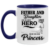 Father & Daughter, He is Her Hero, She is His Princess - 11oz Accent Mug Purple