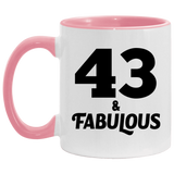 43rd Birthday 43 & Fabulous - 11oz Accent Mug Pink